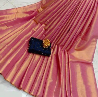 JAY BHAWANI TEX FAB Solid/Plain Banarasi Art Silk Saree(Pink)