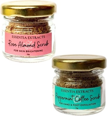 ESSENTIA EXTRACTS Combo of Natural Hand & Foot scrub and Rose Almond Scrub | 2*15G Scrub(30 g)