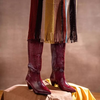 SAINT G Saint G Burgundy Calf Length Boots Boots For Women(Burgundy)