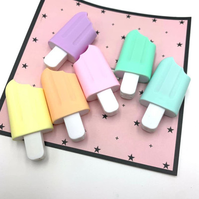 BRIZEM Ice Cream Stick Shape Chisel Tip Fine Grip Highlighters marker pen (pack of 6)(Set of 6, Multicolor)