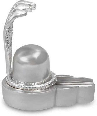 vrindavan shopi Pure Parad Shivling Idol with naag 50gms Decorative Showpiece  -  9 cm(Metal, Silver)