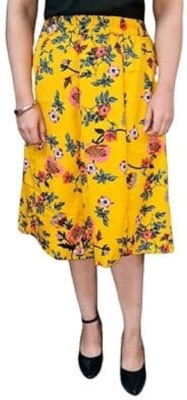 YOROTO FASHION Floral Print Women A-line Yellow Skirt