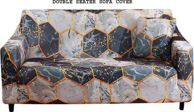 HOUSE OF QUIRK Polyester Abstract 3 Seater Sofa Cover(Grey Pack of 1)