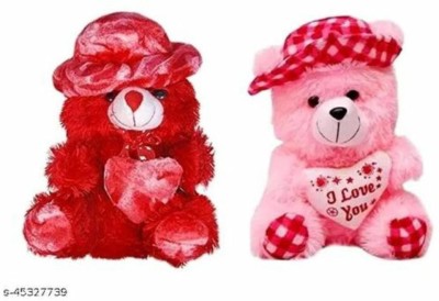 MK Enterprises Red With Rose Cap Teddy & Someone Special Teddy Toy  - 30 cm(Multicolor)