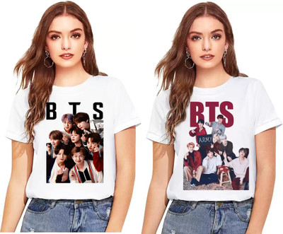 Stylotrendz Graphic Print Women Round Neck Silver T-Shirt