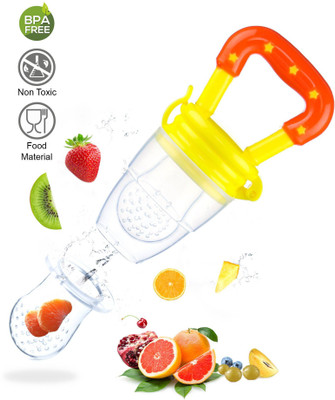 kistapo Food/Fruit Nibbler with Extra Mesh, Soft Pacifier/Feeder, Teether For Baby Feeder(Yellow)
