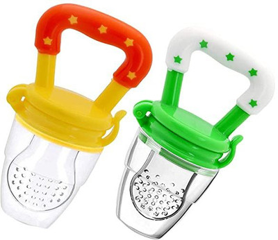 kistapo Food/Fruit Nibbler with Extra Mesh, Soft Pacifier/Feeder, Teether For Baby Feeder(Yellow, Green)