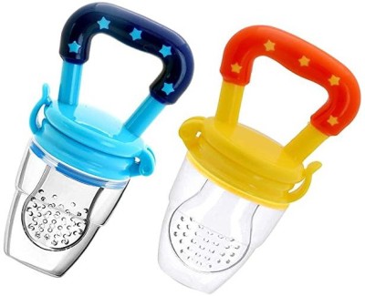 kistapo Food/Fruit Nibbler with Extra Mesh, Soft Pacifier/Feeder, Teether For Baby Teether and Feeder(Blue, Yellow)