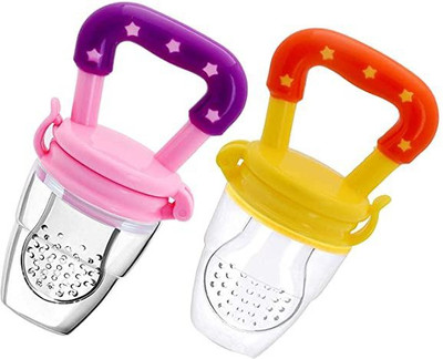 kistapo Food/Fruit Nibbler with Extra Mesh, Soft Pacifier/Feeder, Teether For Baby Teether and Feeder(Pink, Yellow)
