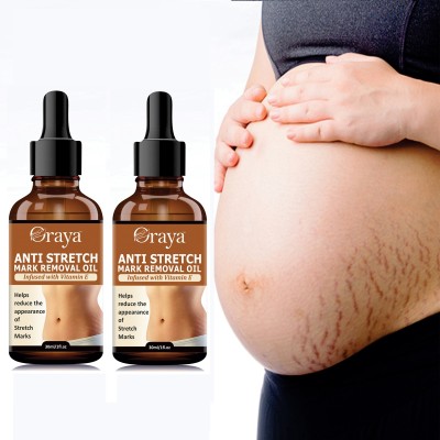 Oraya Pregnancy Stretch Mark Removal Oil | Scar Removal | Anti Wrinkle-30ml-2-Bottle- Women(60)