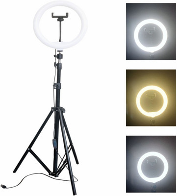 airtech Fine quality Metal tripod stand with dimable ring light 10 brightness level Tripod Kit, Tripod(Black, Supports Up to 1999 g)