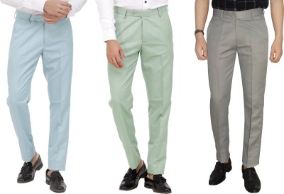 Kundan Regular Fit Men Light Blue, Light Green, Grey Trousers