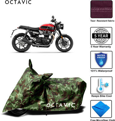 octavic Waterproof Two Wheeler Cover for Triumph(Twin, Green, Brown)
