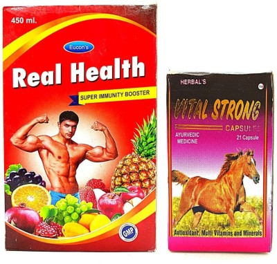 VITAL STRONG 21 Cap & Real Health Tonic 450ml For General Weaknes, Immunity Boost (Pack Of 2)(Pack of 2)