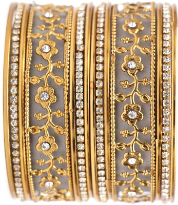 Shivarth Metal Zircon Black Silver Cuff(Pack of 14)
