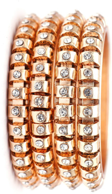 Shivarth Metal Gold-plated Bangle Set(Pack of 4)
