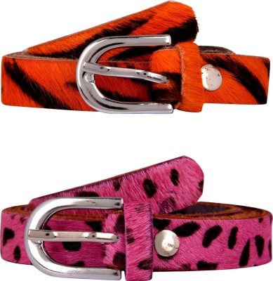 Exotique Women Casual, Party, Evening Orange, Pink Genuine Leather Belt