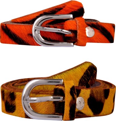 Exotique Women Casual, Party, Evening Orange, Yellow Genuine Leather Belt