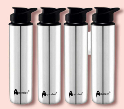 Aquasleri 900 ml Steel Sipper(Pack of 4, Silver, Black)