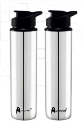 Aquasleri 900 ml Steel Shaker(Pack of 2, Silver, Black)