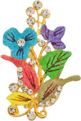 MissMister Brass Goldplated Flower design Colourful Sareepin Dupatta Pin Brooch unisex Brooch(Yellow, Pink, Red, Green, Blue)