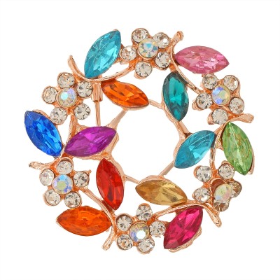 MissMister Brass Rose Goldplated colorful MenBrooch/Broach/SareePin/Safty pin for Unisex Brooch(Yellow, Pink, Red, Green, Blue)