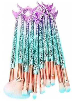 House Of Huda Mermaid Makeup Brush Set Chubby Fish Soft Nylon Bristles(Pack of 12)