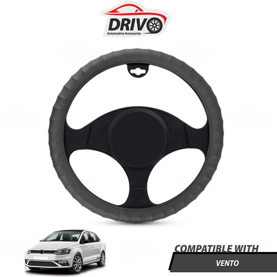 Drivo Steering Cover For Volkswagen Vento(Grey, Leatherite)