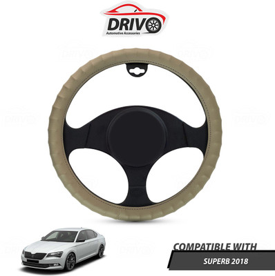 Drivo Steering Cover For Skoda Superb(Beige, Leatherite)
