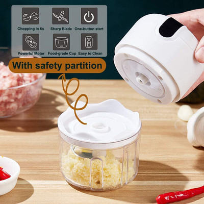 MOSHTU by NA Mini USB Wireless Electric Garlic Chopper, Mini Food Chopper Electric Vegetable Chopper(1)