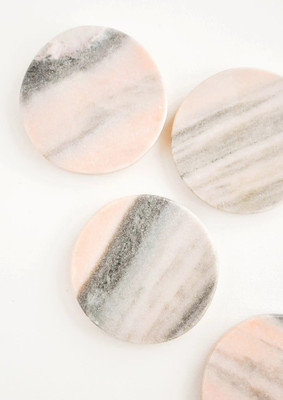 spadeit Round Marble Coaster Set(Pack of 4)