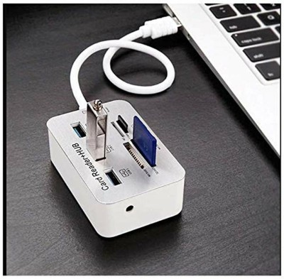 TECHGEAR 7 in 1 Ultra Fast Speed Card Reader for Laptop, PC, Supports MS Duo SD T-Flash USB 3.1 Type C to 7 in 1 USB 3.0 HUB Combo Card Reader Hub Up to 10 Gbps Card Reader(Silver)