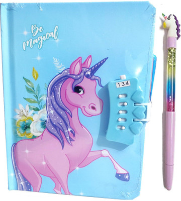 KIDICITI Diary with Lock for Girls, Lock Diary with Fish Pen for Girls A5 Diary Ruled 140 Pages(Multicolor)