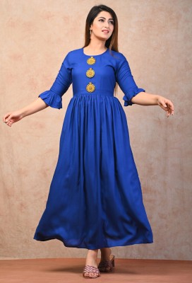 FrionKandy Women Gown Blue Dress