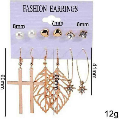 MEENAZ western Style modern tribal Hoops Moti beads Bali ear rings earings party wear Cubic Zirconia, Pearl, Crystal Metal Hoop Earring, Stud Earring, Earring Set