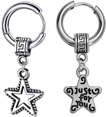 M Men Style Star Dangle Hoop With Just for you Star Ear Metal Drops & Danglers