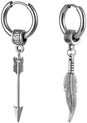 Shiv Jagdamba Arrowhead Huggie Ear With Chrismas Gift Feather Long Chain Stainless Steel Hoop Earring, Stud Earring, Drops & Danglers, Huggie Earring, Tunnel Earring