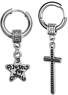 M Men Style Just for you Star Ear With Christ Jesus Cross Huggie Metal Drops & Danglers