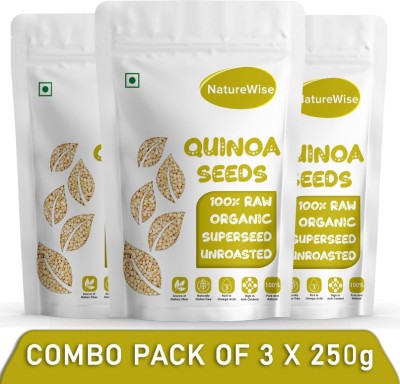 Naturewise Organic Raw White Quinoa Seeds Rich in Iron, fiber and Gluten free 250-g X 3 Quinoa(0.75 kg, Pack of 3)