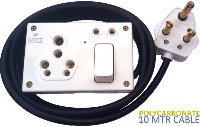 eshopglee Polycarbonate Extension Board Combined 16Amp with 16Amp Wire + 16Amp 3Pin Top 16 A Three Pin Socket
