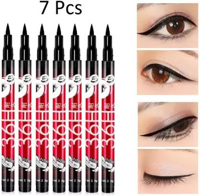 TUMR Water & Smudge Proof 36 Hour Long Lasting Liquid EyeLiner Pack of 7 17.5 g(BLACK)