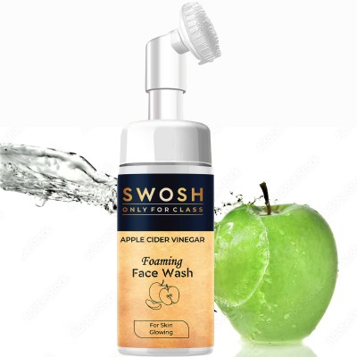 SWOSH Apple Extract Foaming  for Acne Prone & oily Skin - No Parabens, Sulphate, Silicones & Colour (with Built-in Brush) Face Wash(100 ml)