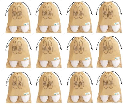 Unicrafts shoe cover 12 Piece Travel Shoe Bag Non Woven and Footwear cover Pack of 12 Pc Beige Shoe Cover for Travel Beige_12(Beige)