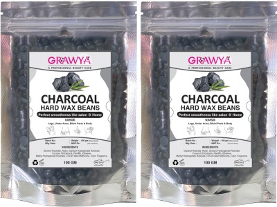 Grawya Professional Black Charcoal Hard Wax Beans For Beauty Skin 100 Gram ( Pack of 2) Cream(200 g)