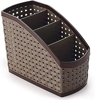 Aryamurti 4 Compartments plastic Shelf Organizers(Brown)