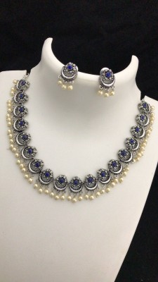 nagakaari Oxidised Silver Blue, Silver Jewellery Set(Pack of 1)