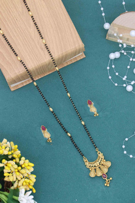Springal Alloy Gold-plated Black Jewellery Set(Pack of 1)