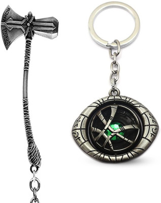 AG MOTO Metal Thor Axe Keychain & Silver Doctor strange Rotating eye of agamotto Key Chain