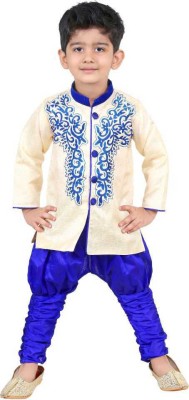 Celebrity Club Boys Festive & Party Kurta and Pyjama Set(Blue Pack of 1)