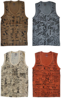 SIRTEX EAZY Vest For Boys Cotton Blend(Multicolor, Pack of 4)